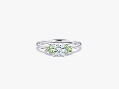 CINDERELLA Verlobungsring mit Fancy Grünen Diamanten