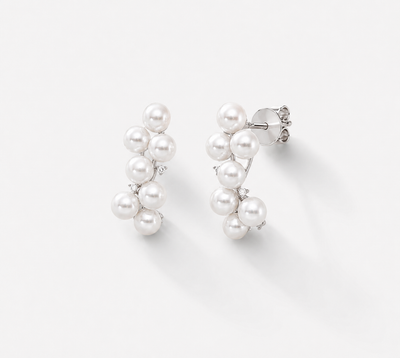 Diamond Cluster Perlen Ohrstecker | Coeur de Perle