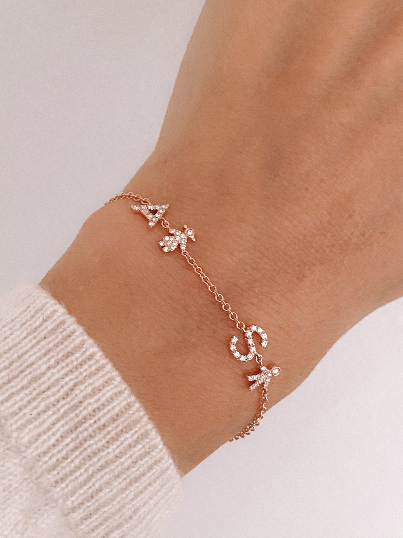 DOUBLE DIAMANT LETTRES BRACELET