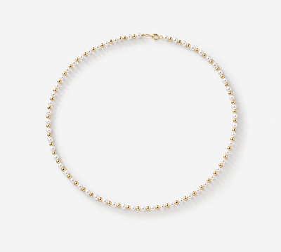 Micro Perlen Halskette in 18k Gelbgold mit Süsswasser-Zuchtperlen – GISELLE Coeur de Perle