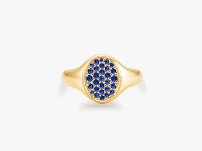 PETITE POSH SIGNET Pinky Ring - Blue Saphir Crown