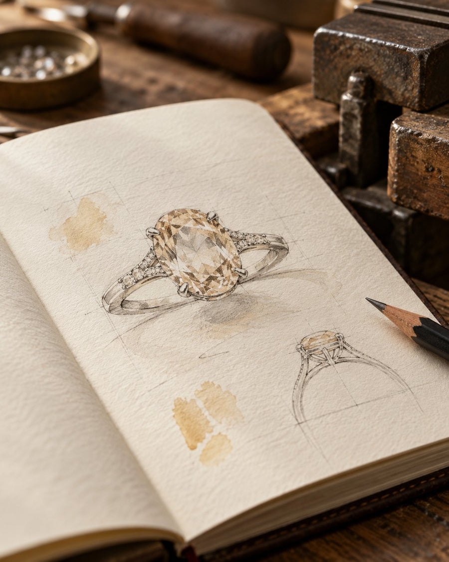 Ringskizze mit Aquarell im Skizzenbuch