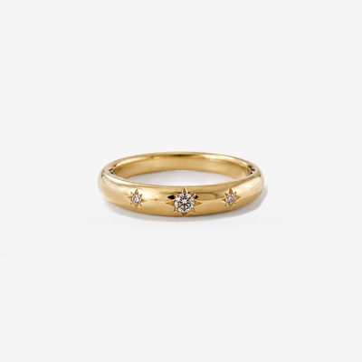Klassischer Cloud Stars Pinky Ring in 18k Gelbgold – Produktansicht