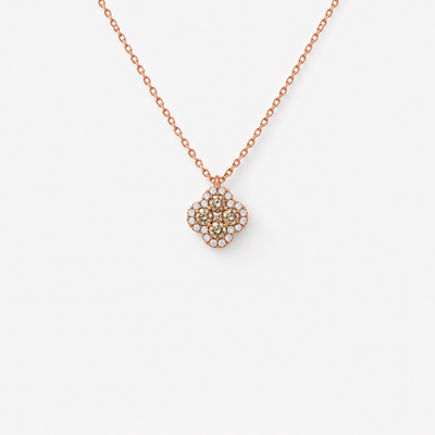 GISELLE Legacy of Elegance Anhänger Halskette Classic mit beige Diamanten in 18k Roségold, Kleeblatt-Motiv
