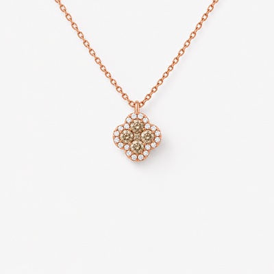 GISELLE Legacy of Elegance Anhänger Halskette Grande mit beige Diamanten in 18k Roségold, Kleeblatt-Motiv