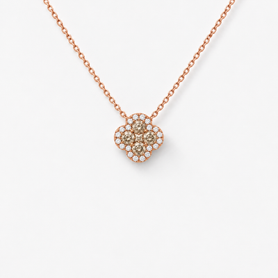 GISELLE Legacy of Elegance Halskette Grande mit beige Diamanten in 18k Roségold, Kleeblatt-Motiv