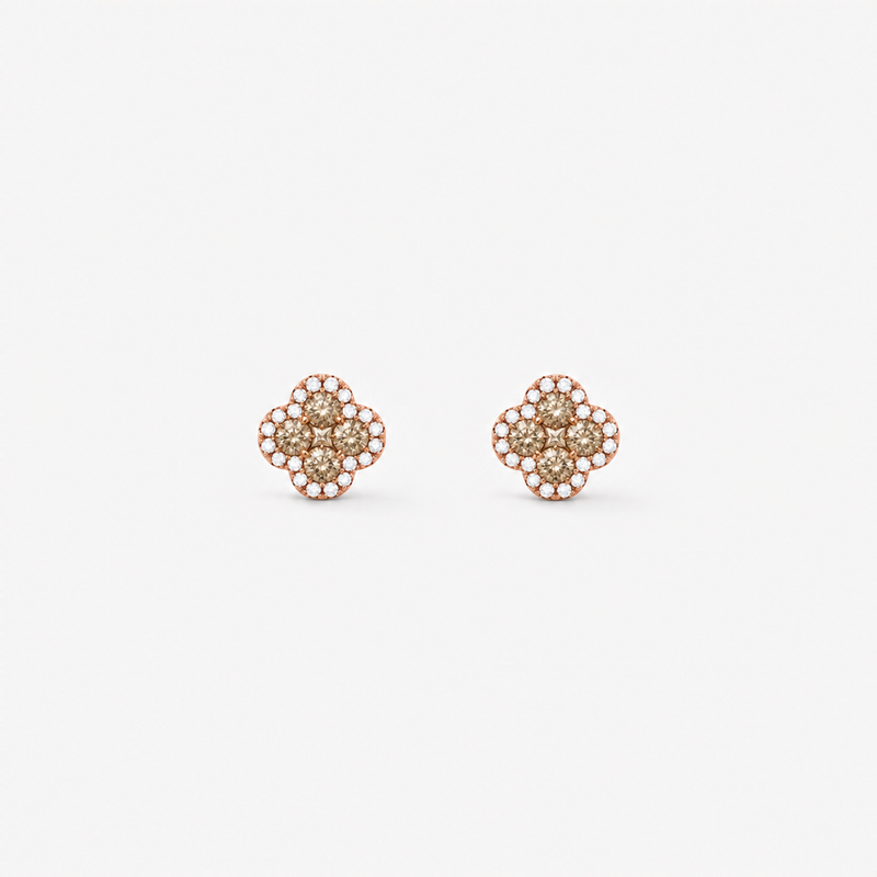 GISELLE Legacy of Elegance Ohrstecker Classic mit beige Diamanten in 18k Roségold, Paar in Frontansicht