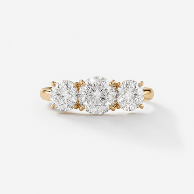 MONACO Trilogy Verlobungsring in 18k Gelbgold mit 4.00ct Diamanten, vier Krappen pro Stein