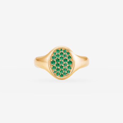 Petite Posh Signet Pinky Ring - Emerald Crown in 18k Gelbgold – Produktansicht