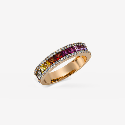 Rainbow Princess Saphir Ring in 18k Roségold – Produktansicht