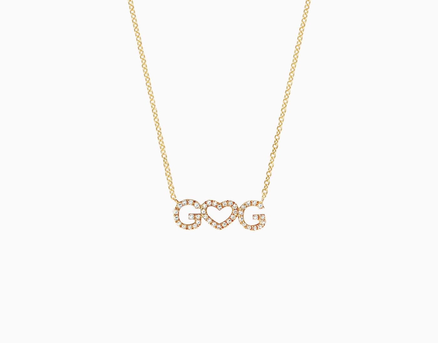 INITIAL DIAMOND HEART NECKLACE